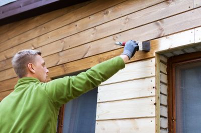 Close-up of textured siding after painting
